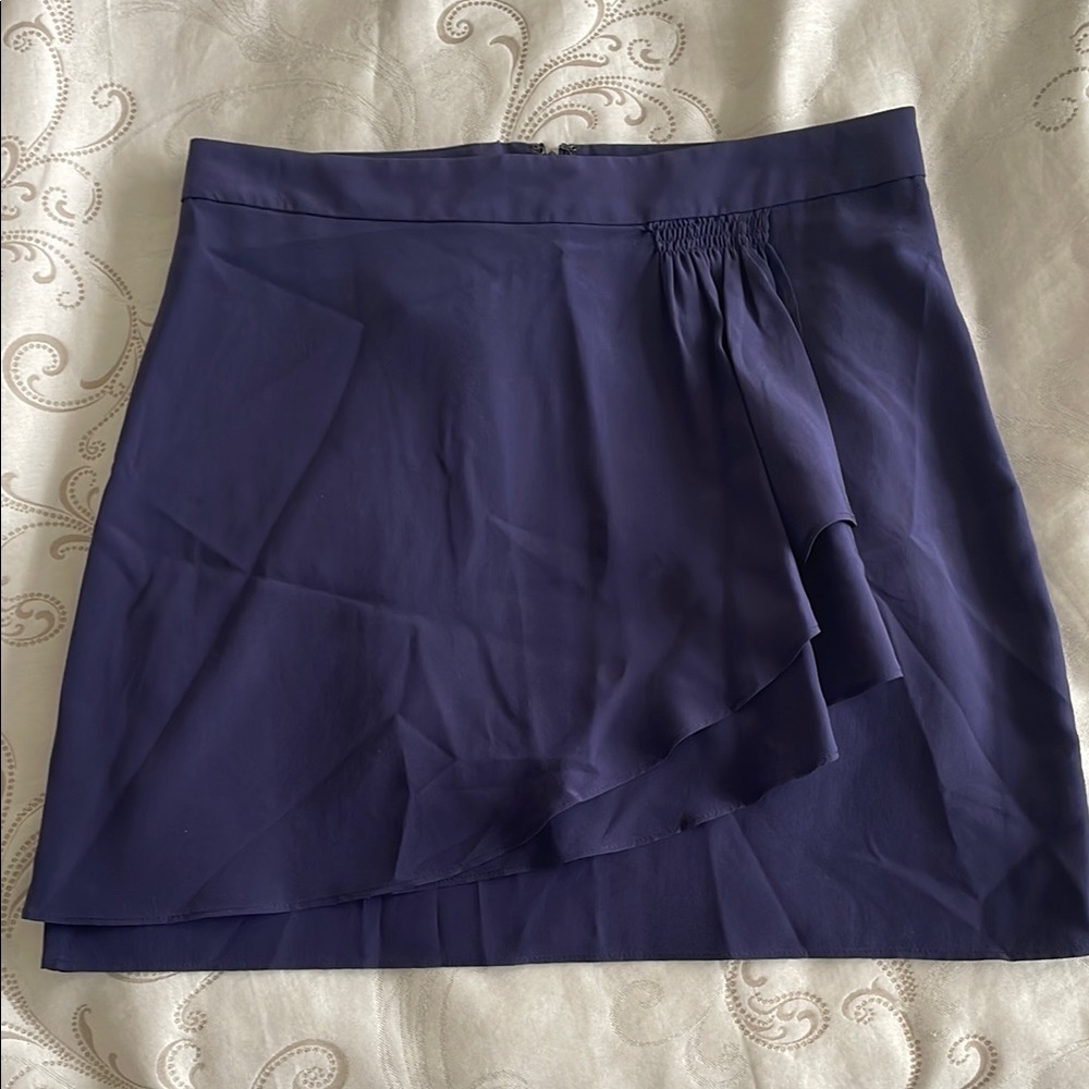 BCBGMaxAzria Purple Wrap Mini Skirt with Asymmetrical Tie Front
